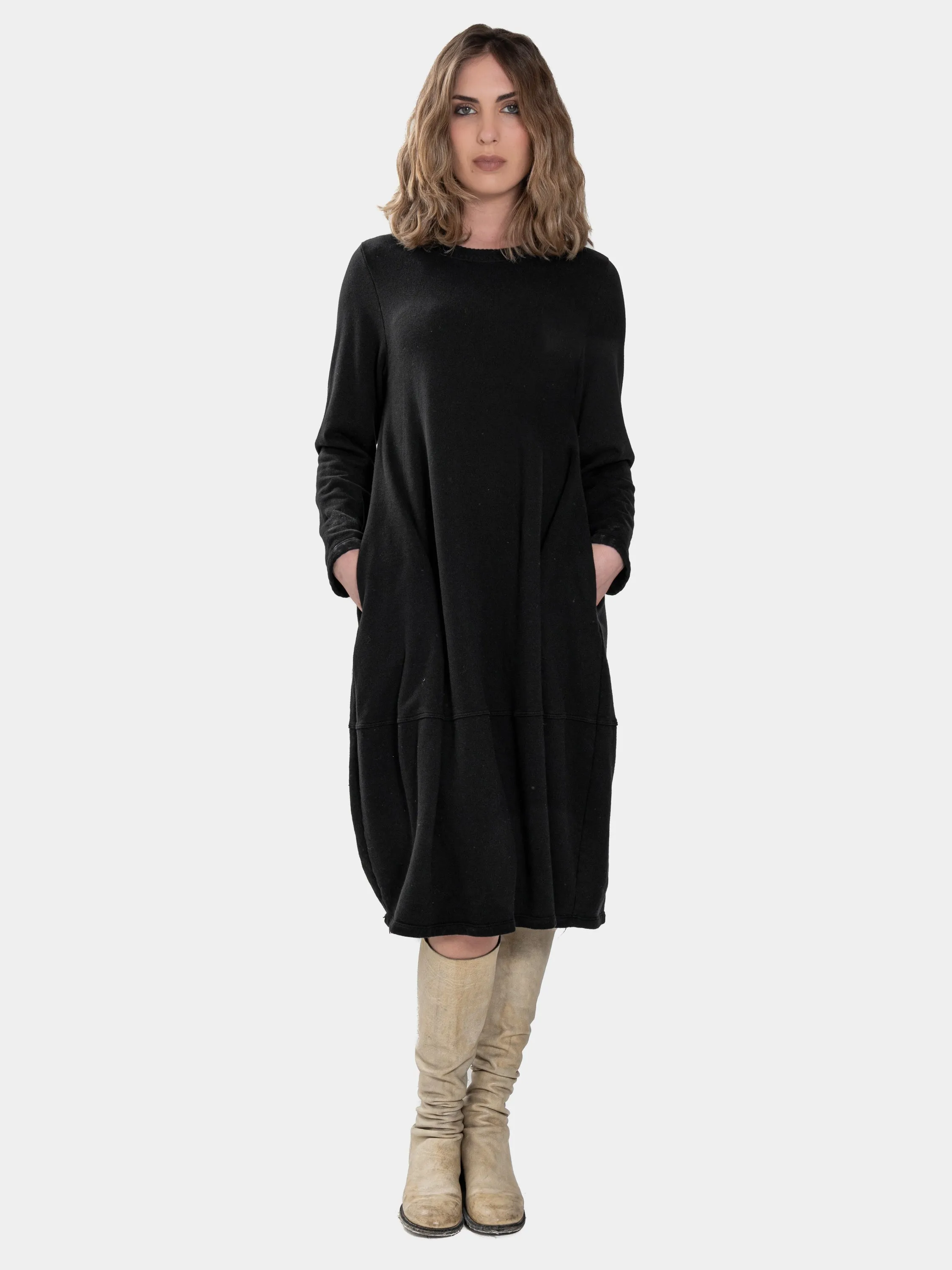 Knit Collar Midi Sweatshirt Dress